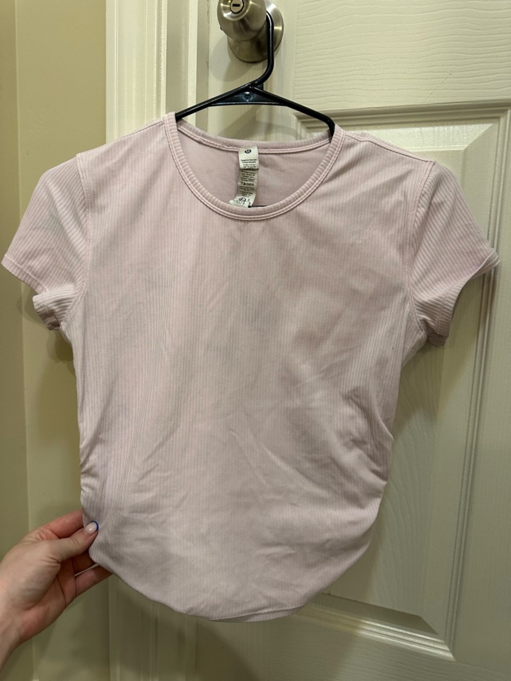 Light Pink Ribbed Crewneck Women's Crop Top